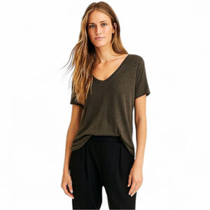 ATM Boxy Slub V-Neck Tee XS/S Army Green Capsule Wardrobe Basic